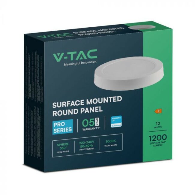 V-TAC 12W LED nadgradni panel Samsung čip - okrugli 167,4x30,7mm 4000K - 5 godina garancije 78741 - Slika 2