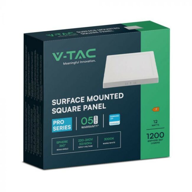 V-TAC 12W LED nadgradni panel Samsung čip - četvrtasti 167,3x167,3x30,7mm 4000K - 5 godina garancije 104961 - Slika 5