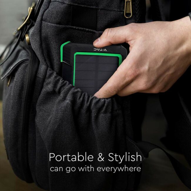 V-TAC 10000mAh solarni Power Bank, bežično punjenje, crni 7835 - Slika 3