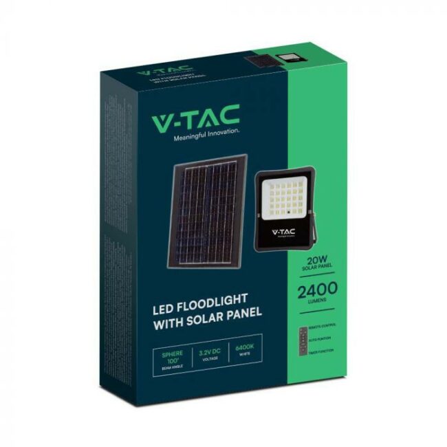 V-TAC 20W LED solarni reflektor s daljinskim upavljačem 4000K 6971 - Slika 4