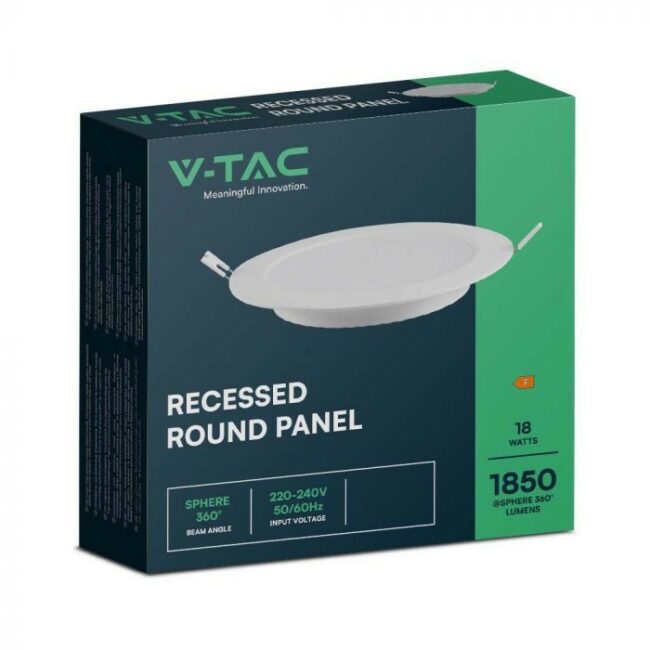 V-TAC 18W LED ugradbeni panel - okrugli 220,8x28,8mm 3000K 7864 - Slika 3