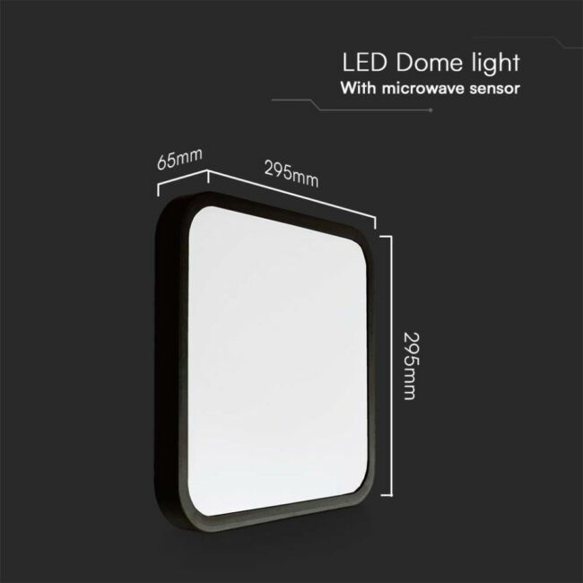 V-TAC 18W LED plafonjera s mirkovalnim senzorom-četvrtasta s crnim rubom 4000K IP44  76721 - Slika 5