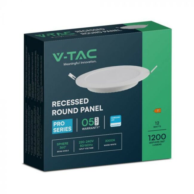 V-TAC 12W LED ugradbeni panel Samsung čip - okrugli 170,5x28,4mm 4000K - 5 godina garancije 78621 - Slika 5