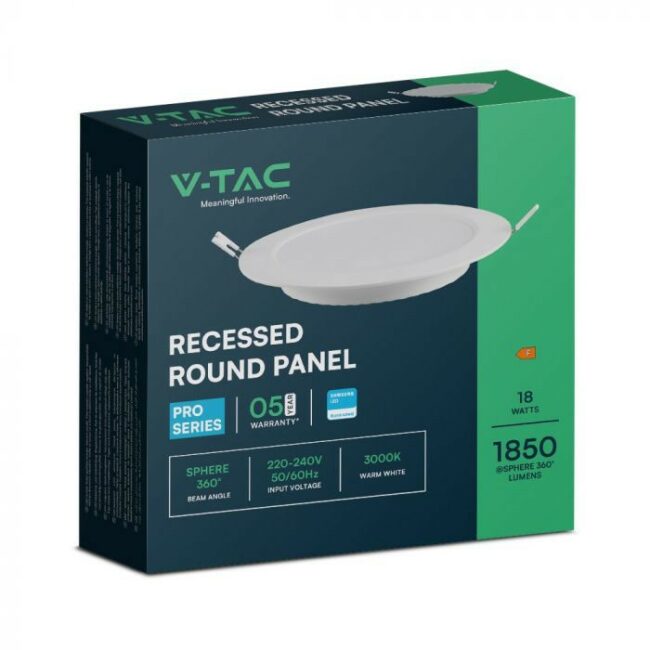 V-TAC 18W LED ugradbeni panel Samsung čip - okrugli 220,8x28,9mm 4000K - 5 godina garancije 78651 - Slika 5