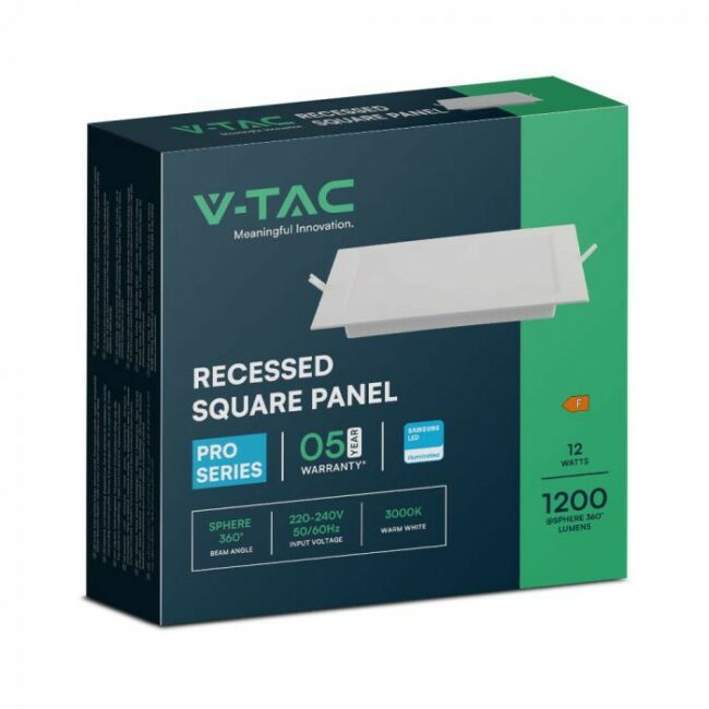 V-TAC 12W LED ugradbeni panel Samsung čip - četvrtasti 170,8x170,8x28,4mm 4000K - 5 godina garancije 104841 - Slika 3