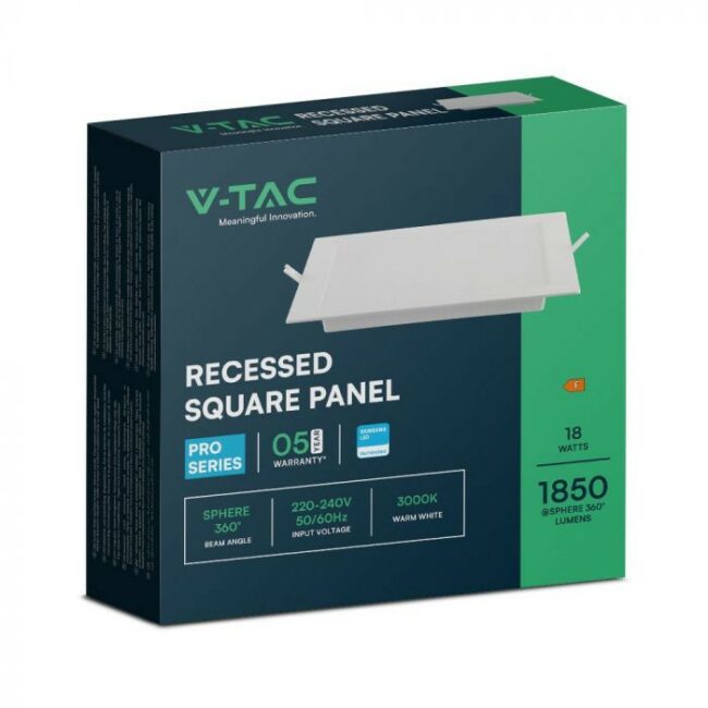 V-TAC 18W LED ugradbeni panel Samsung čip - četvrtasti 220,4x220,4x28,8mm 4000K - 5 godina garancije 104871 - Slika 3