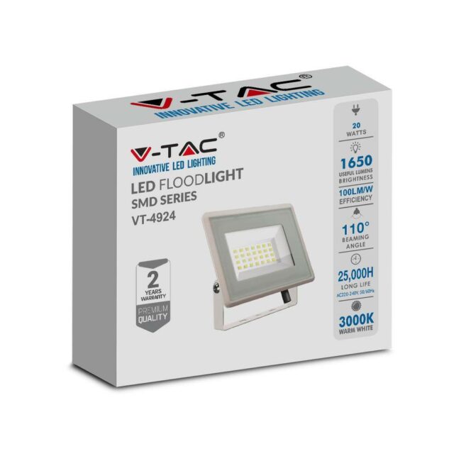 V-TAC 20W LED reflektor SMD 6400K, IP65, bijeli, 1+1 GRATIS, SET 2 KOM E6742 - Slika 3