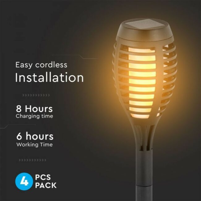 V-TAC 1W Solarno svjetlo, oblik plamena - Flame 2200K - set 4 komada IP44 8689 - Slika 4