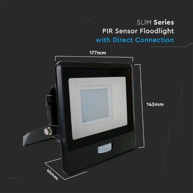 V-TAC 30W LED reflektor sa PIR senzorom SAMSUNG čip 3000K  IP65 Crno kućište  - 5 GODINA GARANCIJE 20262 - Slika 5