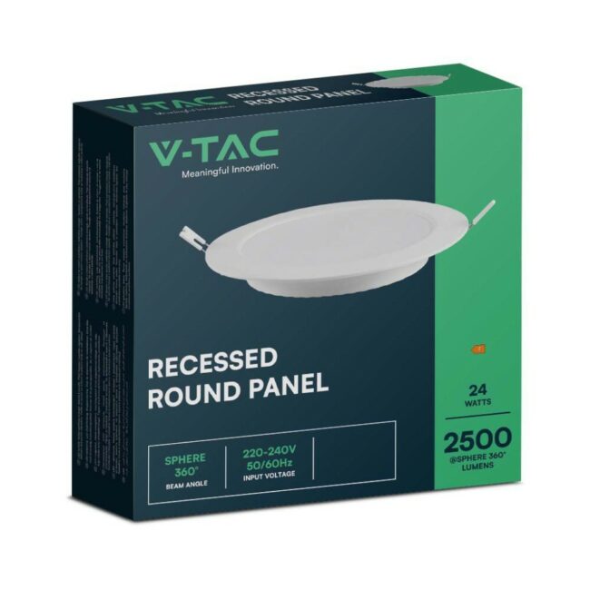 V-TAC 24W LED ugradbeni panel - okrugli 296x29,1mm 3000K 7867 - Slika 4