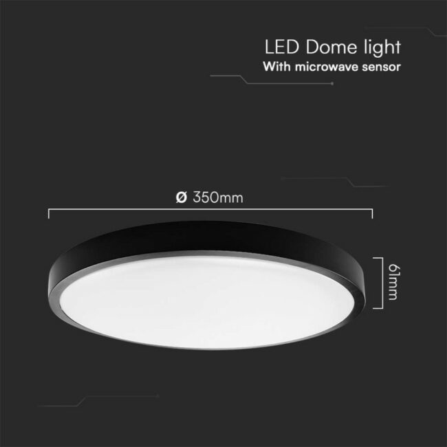 V-TAC 24W LED plafonjera s mirkovalnim senzorom-okrugla s crnim rubom 4000K IP44  76701 - Slika 4
