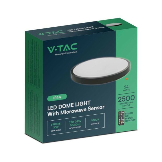 V-TAC 24W LED plafonjera s mirkovalnim senzorom-okrugla s crnim rubom 4000K IP44  76701 - Slika 5