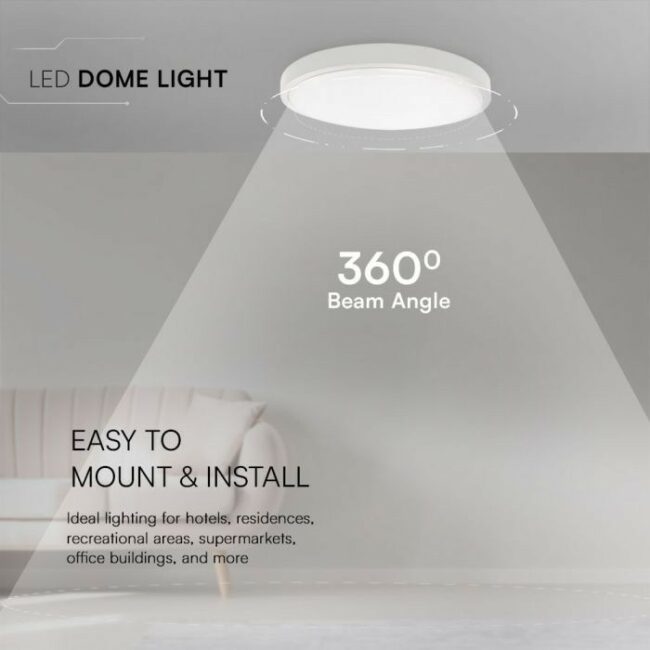 V-TAC 24W Samsung LED plafonjera s bijelim rubom okrugla 4000K IP44  76191-24 - Slika 4