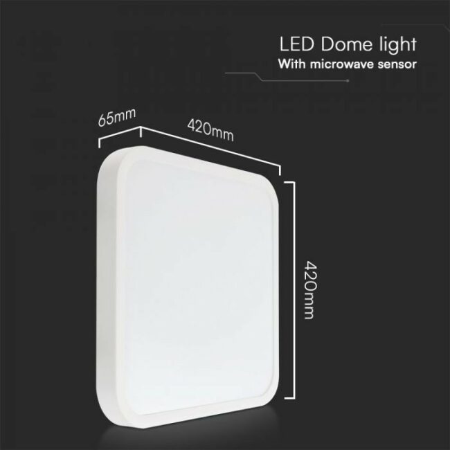 V-TAC 36W Samsung LED plafonjera s mirkovalnim senzorom -četvrtasta -bijeli rub 4000K IP44  76681-24 - Slika 2
