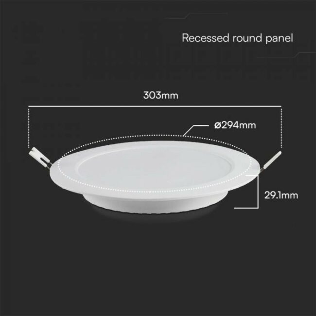 V-TAC 24W LED ugradbeni panel Samsung čip - okrugli 294x29,1mm 4000K - 5 godina garancije 78681 - Slika 5