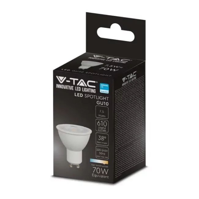 V-TAC 7.5W GU10 LED spot žarulja Samsung čip 4000K 38'D 21876 - Slika 3