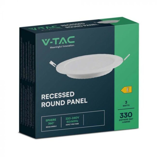V-TAC 6W LED ugradbeni panel - okrugli 120,5x28,4 mm 6500K 7860 - Slika 4