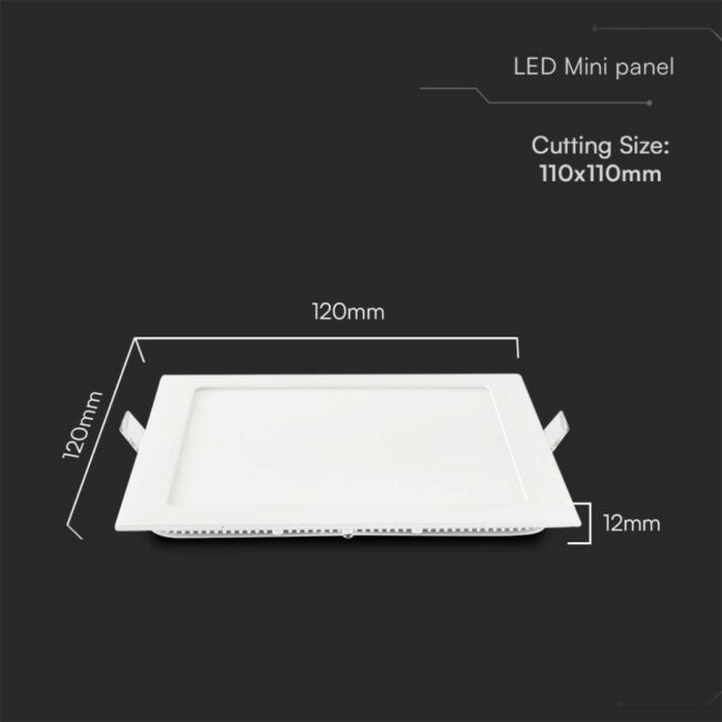 V-TAC 6W LED premium ugradbeni panel - četvrtasti 4000K 120x120x12mm 214864 - Slika 3