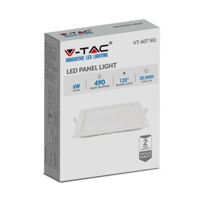 V-TAC 6W LED premium ugradbeni panel - četvrtasti 4000K 120x120x12mm 214864 - Slika 2