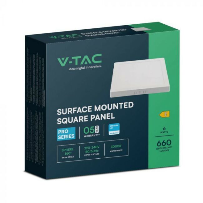 V-TAC 6W LED nadgradni panel Samsung čip - četvrtasti 120,8x120,8x30,7mm 4000K - 5 godina garancije 104931 - Slika 2