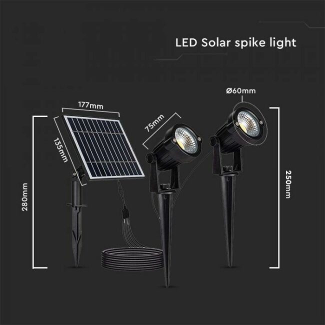 V-TAC 2x1,2W LED solarno svjetlo sa šiljkom 3000K IP65 20488 - Slika 5