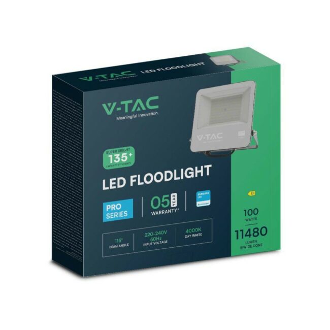 V-TAC 100W  LED reflektor Samsung čip 135LM/m 6500K crno kućište IP65 8847 - Slika 4