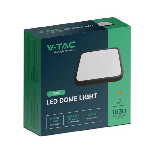 V-TAC 18W LED plafonjera s crnim rubom četvrtasta  4000K IP44  76431 - Slika 3