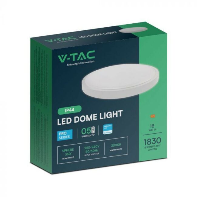 V-TAC 18W Samsung LED plafonjera  s bijelim rubom okrugla 4000K IP44  76161-24 - Slika 3