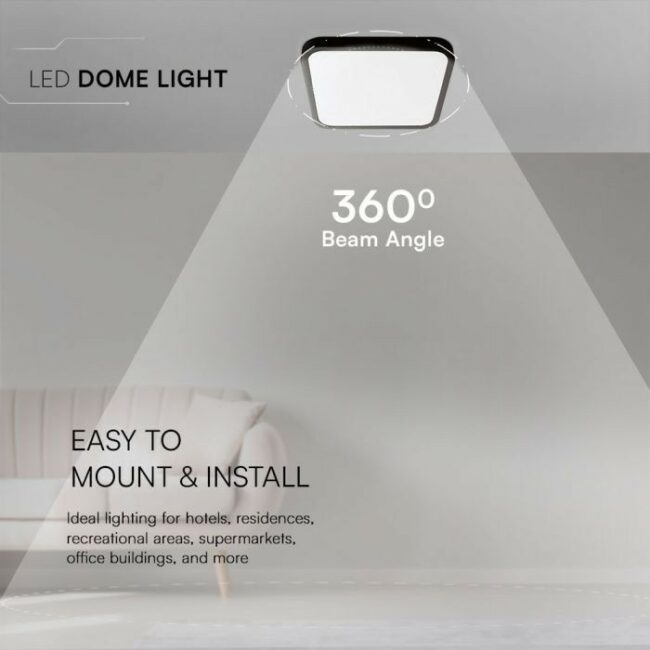 V-TAC 18W Samsung LED plafonjera s crnim rubom četvrtasta  3000K IP44  76421-24 - Slika 5
