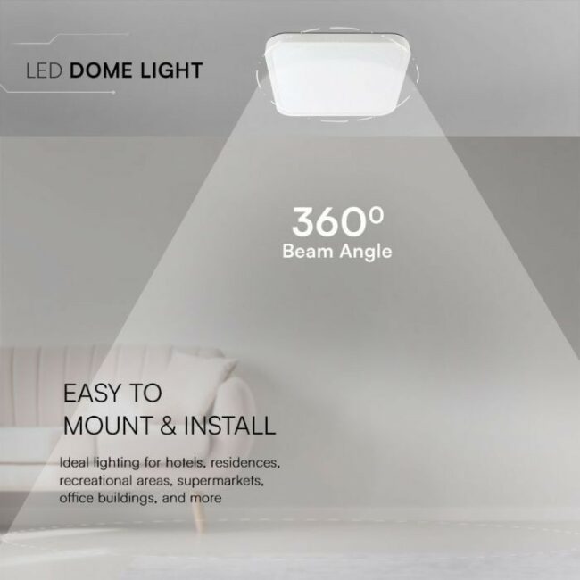 V-TAC 24W Samsung LED plafonjera s bijelim rubom četvrtasta 4000K IP44  76281-24 - Slika 4