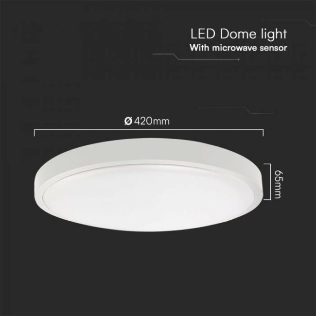 V-TAC 36W Samsung LED plafonjera s mirkovalnim senzorom -okrugla -bijeli rub 4000K IP44  76651-24 - Slika 3