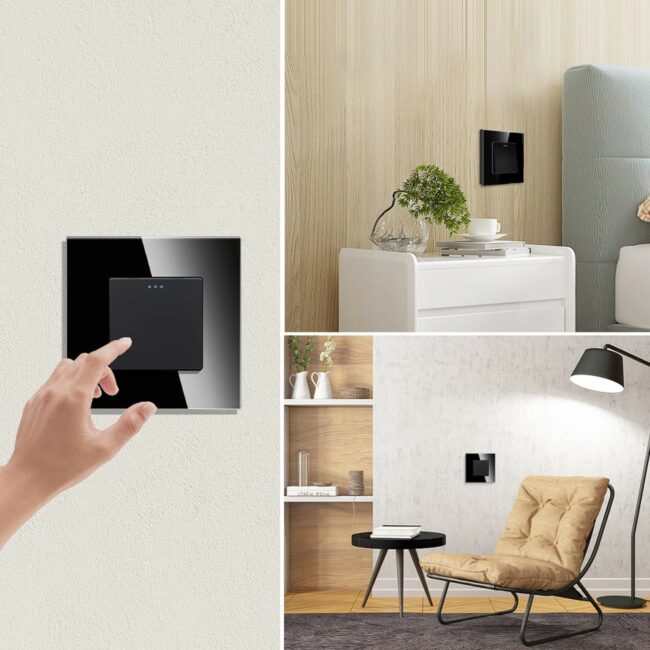 ELEKTRO SMART DESIGN LINE križni  mehanički prekidač s fluorescentnom indikacijom, crni DL-M1GMW-BK - Slika 5