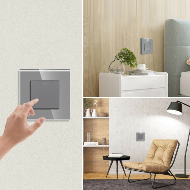 ELEKTRO SMART DESIGN LINE križni mehanički prekidač s fluorescentnom indikacijom, sivi DL-M1GMW-GY - Slika 5