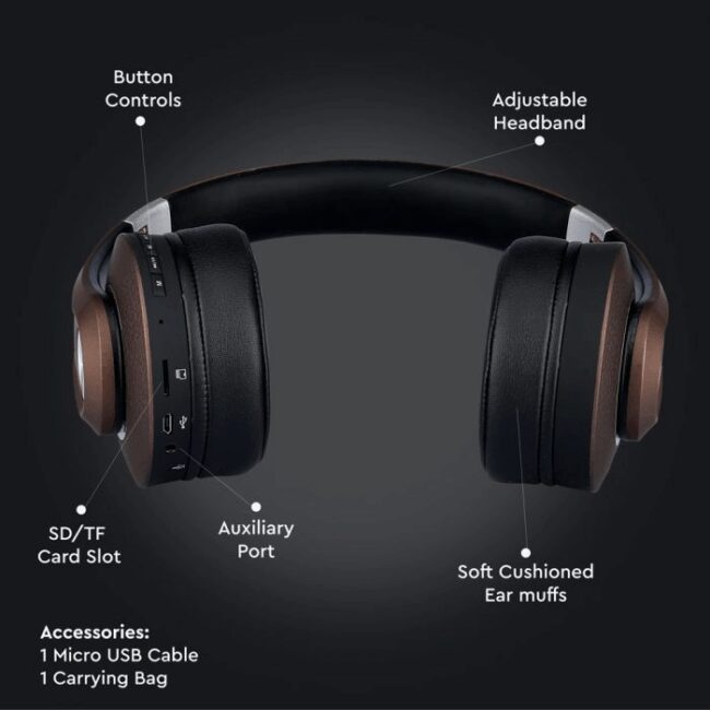 V-TAC Bluetooth-wireless slušalice, smeđe 500mAh 7732 - Slika 4