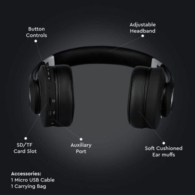 V-TAC Bluetooth wireless slušalice crne 500 mAh 7730 - Slika 4