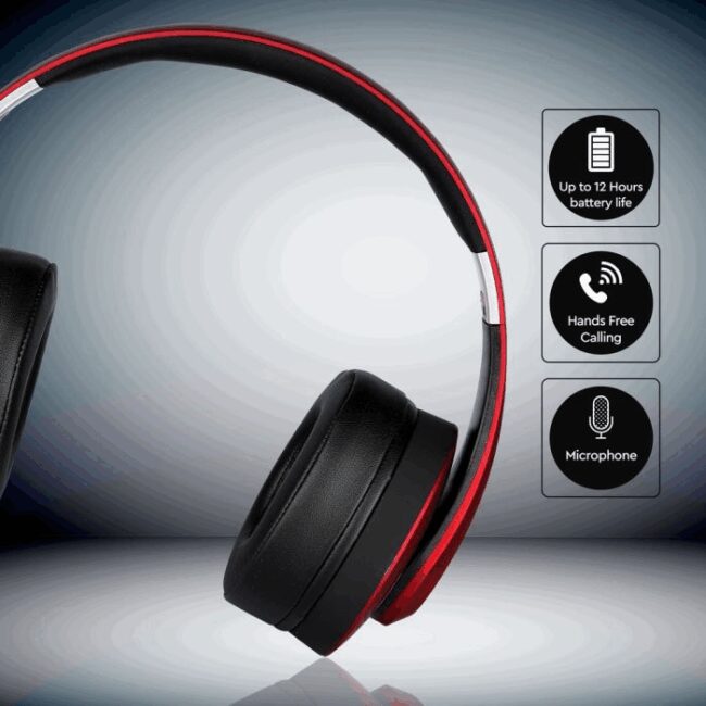 V-TAC Bluetooth wireless slušalice crvene 500 mAh 7731 - Slika 3
